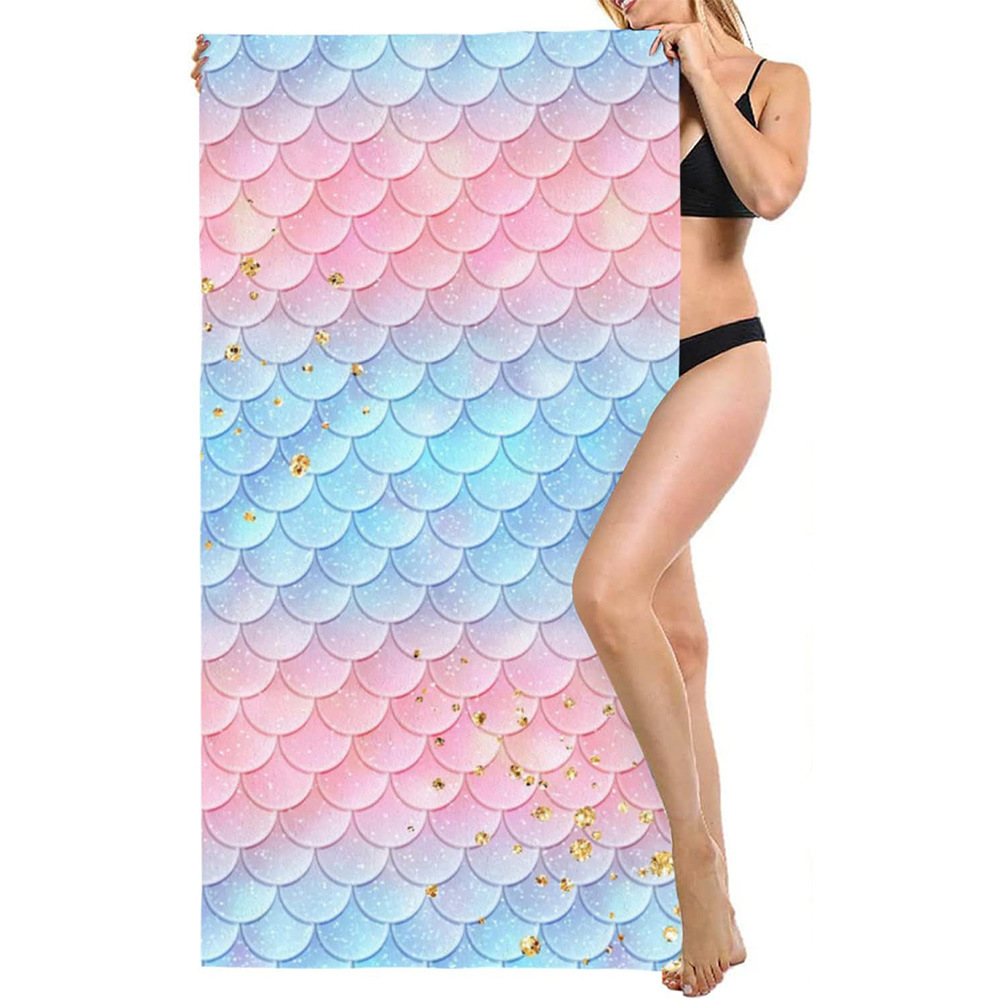 Impresión transfronteriza toallas de playa comercio exterior JIT toallas de microfibra tela toallas de baño de flamenco cola de pescado