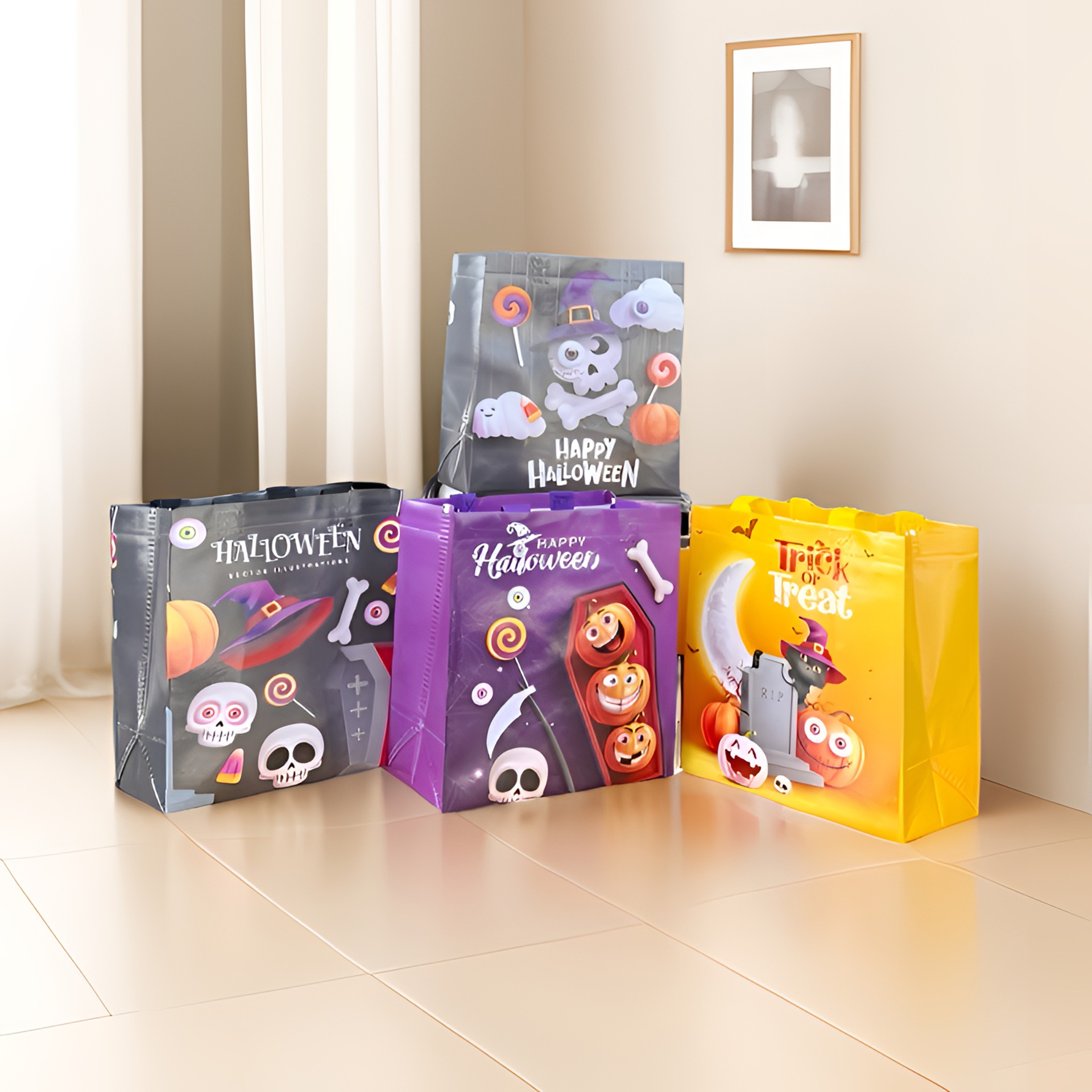 跨境万圣节无纺布骷髅系列礼品袋南瓜幽灵包装手提防水糖果礼品袋