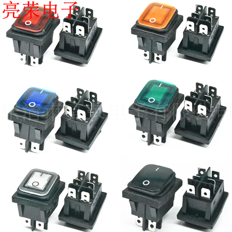 KCD4 6脚2档 一体防水船型开关 防水电源开关 6.3插簧脚电源开关