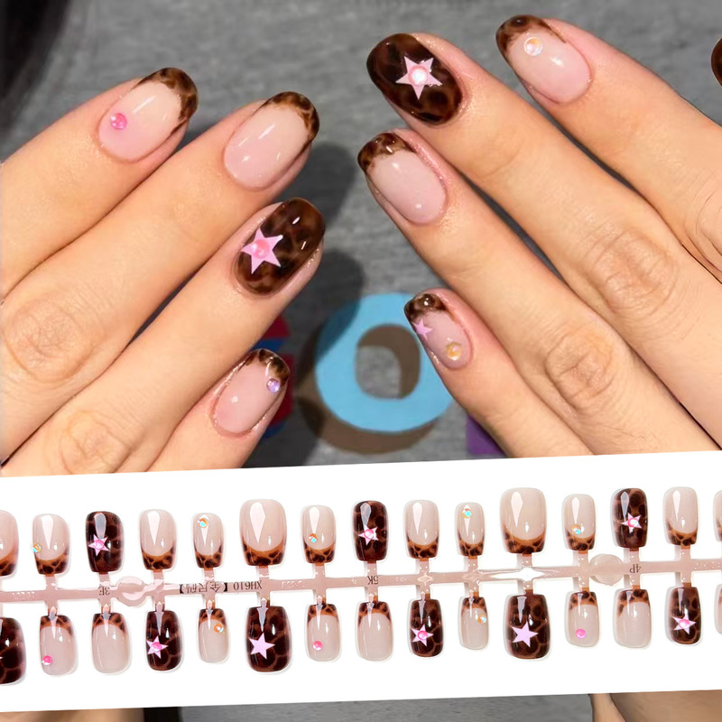 Star French Leopard Print Autumn/Winter Popular Wearable Nail Art Rhinestone Hot Girl Y2K Nail Stickers Ins Brown Series Maillard Star French Leopard Print Autumn/Winter Popular Wearable Nail Art Rhinestone Hot Girl Y2K Nail Stickers Ins Brown Series Maillard