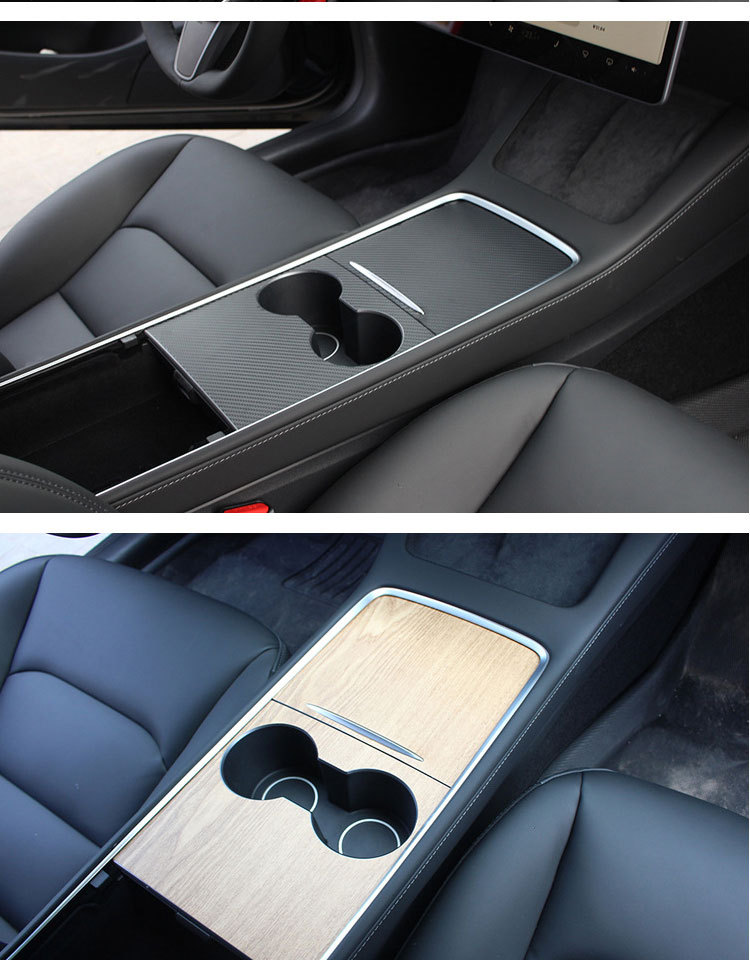 Suitable for Tesla Model 3/Y Center Console Film White Matte Carbon Fiber Pattern Sticker Transparent Tpu Protective Film