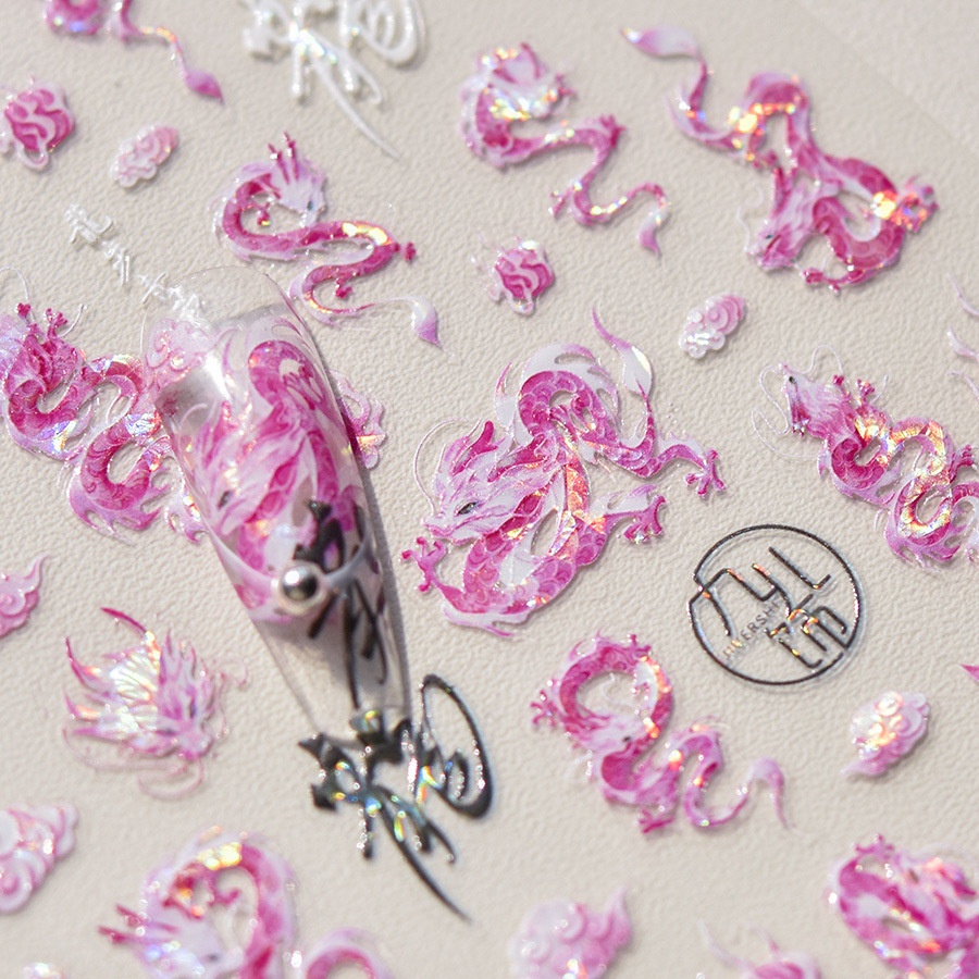 Pegatinas de uñas de luz de cáscara de tomoni pegatinas de uñas populares de la vendimia fábrica al por mayor estilo nacional longbu Qingyun 3386