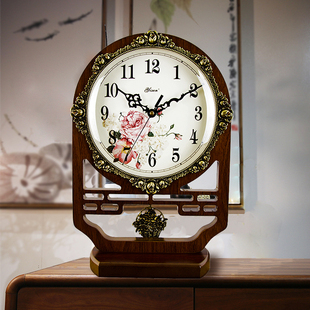 New Chinese-style Desk Clock Living Room Large Quiet Table Clock Desktop Vintage Decorative Ornaments Perpetual Calendar Classical Desk Clock