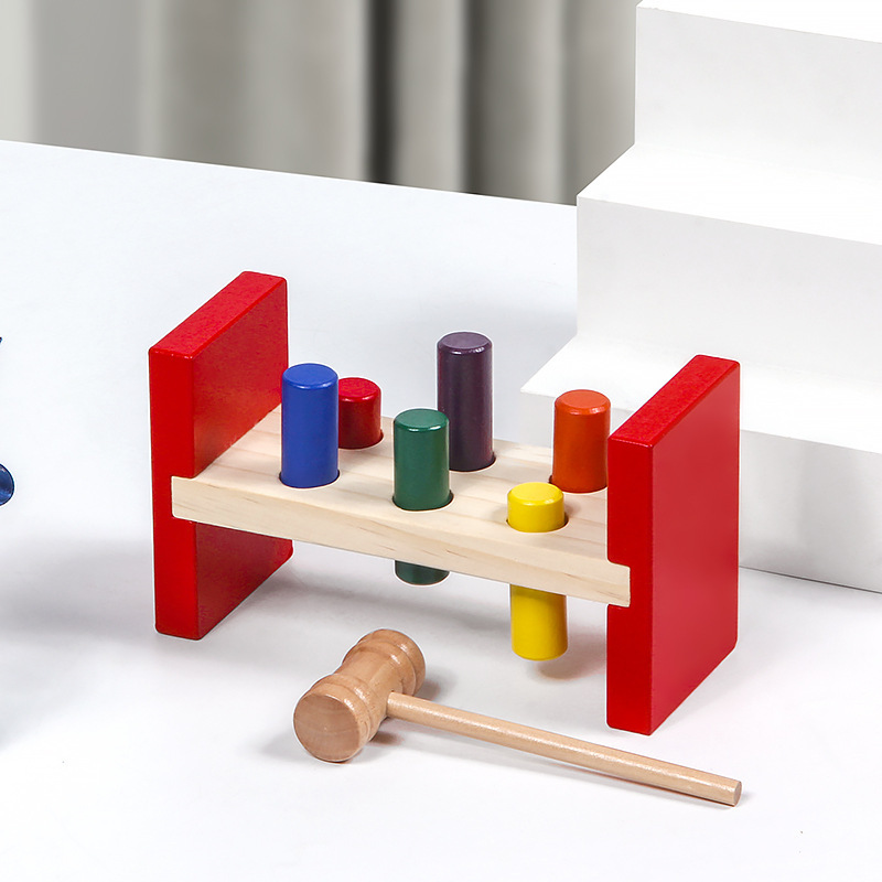 Wooden children's puzzle early education 6-12 months 1-2 years old baby fun beating table color piling table Wooden children's puzzle early education 6-12 months 1-2 years old baby fun beating table color piling table
