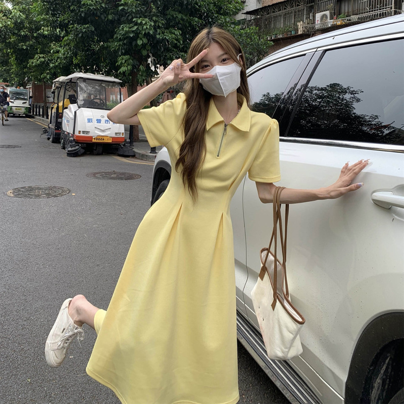 Summer 2026 New Style Mid-Length Waist-Cinching Fashionable Plus-Size College Style Polo Collar Dress for Women Short-Sleeve A-Line Dress Summer 2026 New Style Mid-Length Waist-Cinching Fashionable Plus-Size College Style Polo Collar Dress for Women Short-Sleeve A-Line Dress