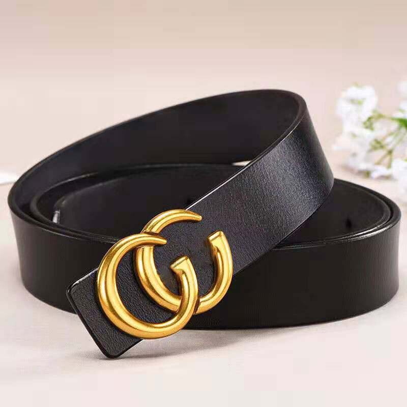 Women's leather belt Double G belt jeans fashionable simple all-match South Korea fine decorative Net red pants belt for women