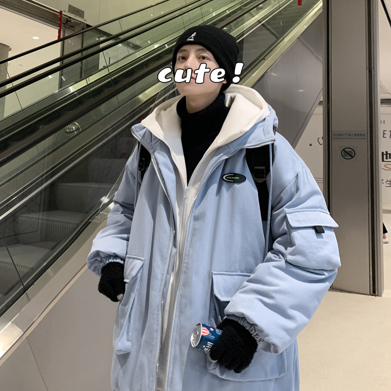 Ropa de trabajo abrigo de algodón acolchado abrigo de los hombres de estilo coreano de moda Otoño e Invierno engrosado abrigo de algodón acolchado invierno suelta moda juvenil casual Chaqueta de algodón acolchado