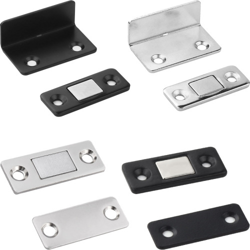 Door suction L-shaped ultra-thin invisible punch-free sliding door lock wardrobe magnetic suction door drawer anti-pinch strong magnetic paste
