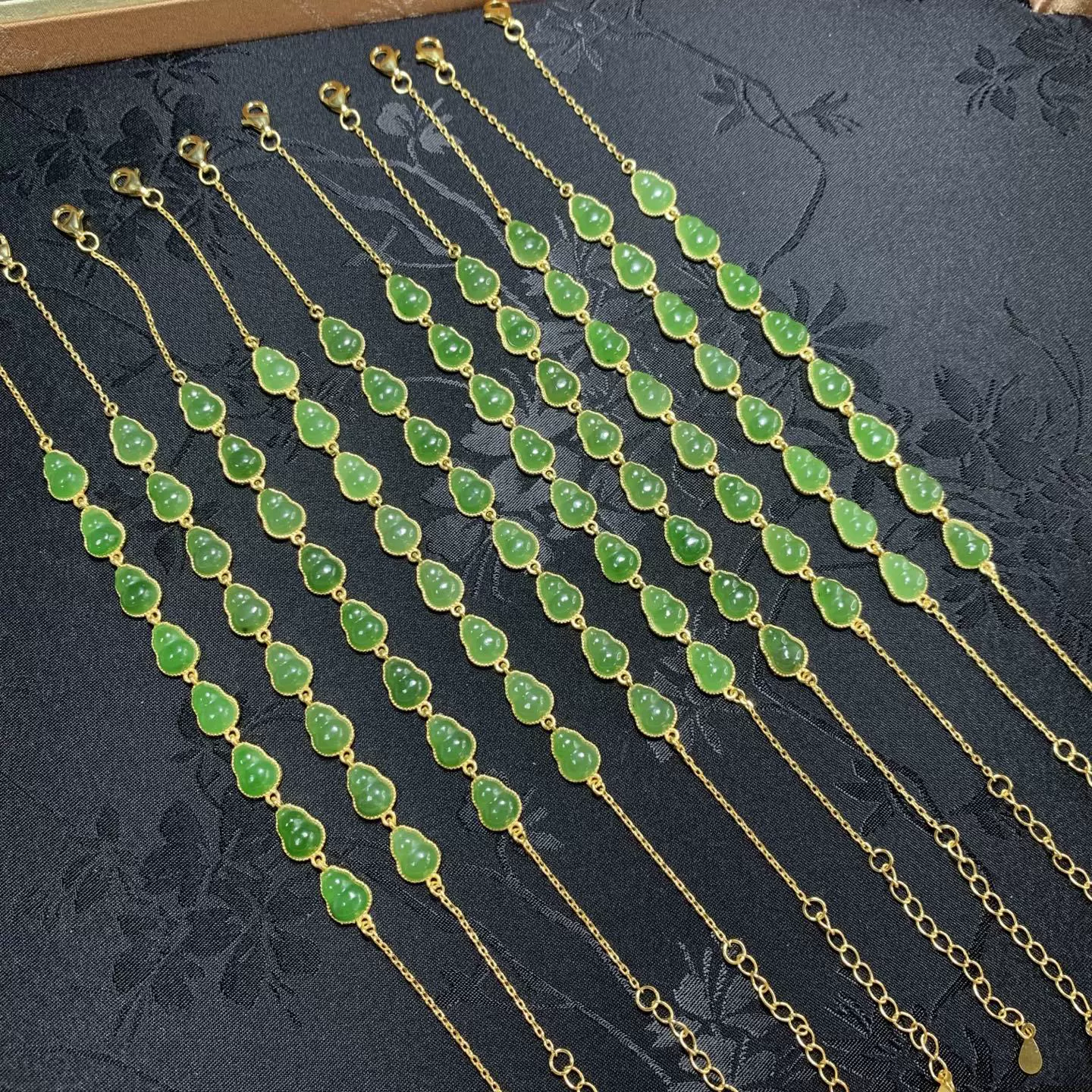 玉海珠宝S925银镶和田碧玉葫芦手链小众设计感高级饰品葫芦手链