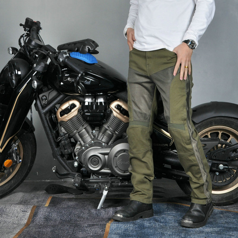 [transpirable] VOLERO jeans de motocicleta hombre verde locomotora malla pantalones de verano de ciclismo protector de silicona