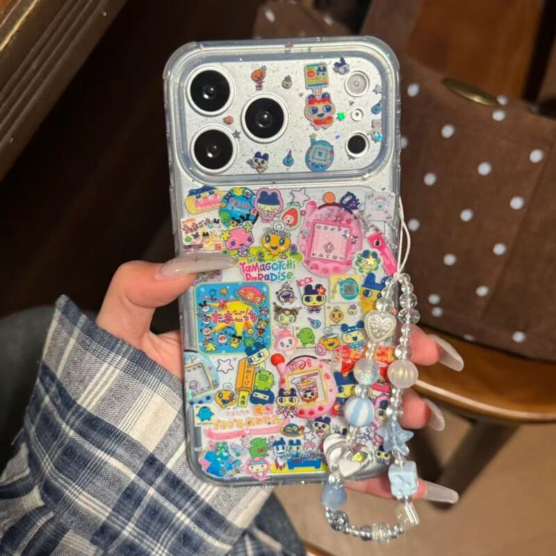 Translucent Blue Collage Full-Screen Glitter Powder 16Pro Phone Case Iphone17Promax/17 Translucent Blue Collage Full-Screen Glitter Powder 16Pro Phone Case Iphone17Promax/17
