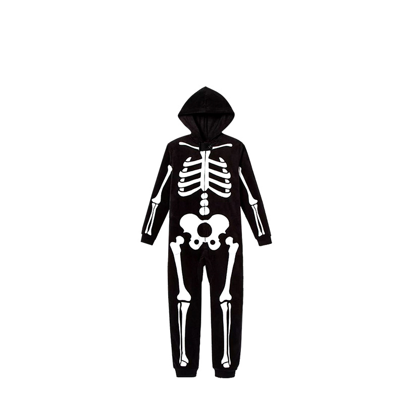 Women's Clothing Halloween new printed jumpsuit pajamas parent child suits boys and girls skeleton jumpsuit children's clothing_voghion.com