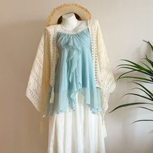 2025新款海边度假穿搭一整套v领吊带连衣裙子女夏季法式套装长裙