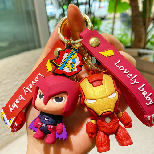 Cartoon Q-version Marvel series keychain creative male Spider-Man Venom figure toy car bag small gift