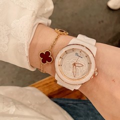 Timminy's new Korean version of ceramic strap women's watch trendy fashion women's watch feminine flower dial