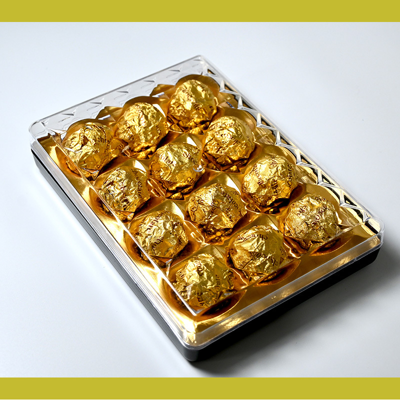 12 caja de plástico cuadrada Jinsha bola de chocolate dulces de boda caja de regalo PS caja de plástico