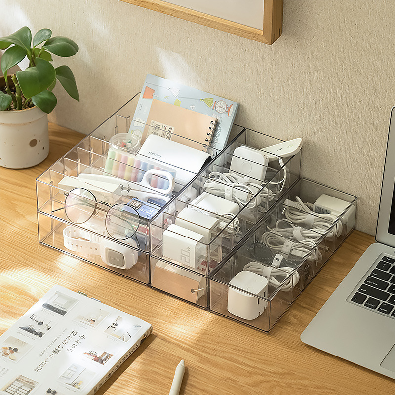 Desktop Miscellaneous Storage Box, Divided Miscellaneous Box, Data Cable, Bluetooth Headset, Stackable, Storage and Organization, Portable