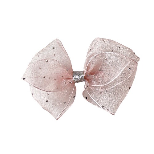 New princess style super fairy pink color children's floating point pearl crown bow pressure clip BB clip hair accessories