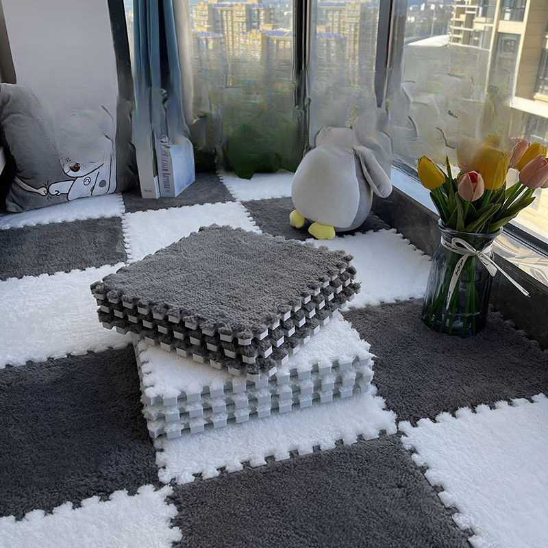 Plush Splicing Floor Mat Carpet Bedroom Home Flocking Bedside Blanket Suede Climbing Mat Children's Puzzle Foam Floor Mat