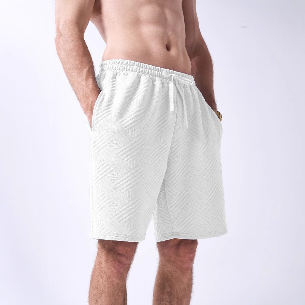 Men's Summer Loose Sports Casual Shorts High Street Ins Pocket Five Point Jacquard_viptrois.com