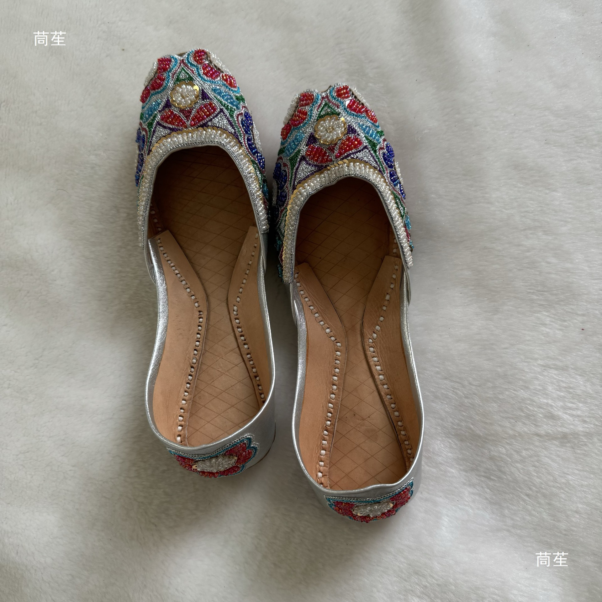 巴基斯坦手串珠绣花鞋子手工女鞋民族鞋特色印度舞蹈鞋平底鞋单鞋