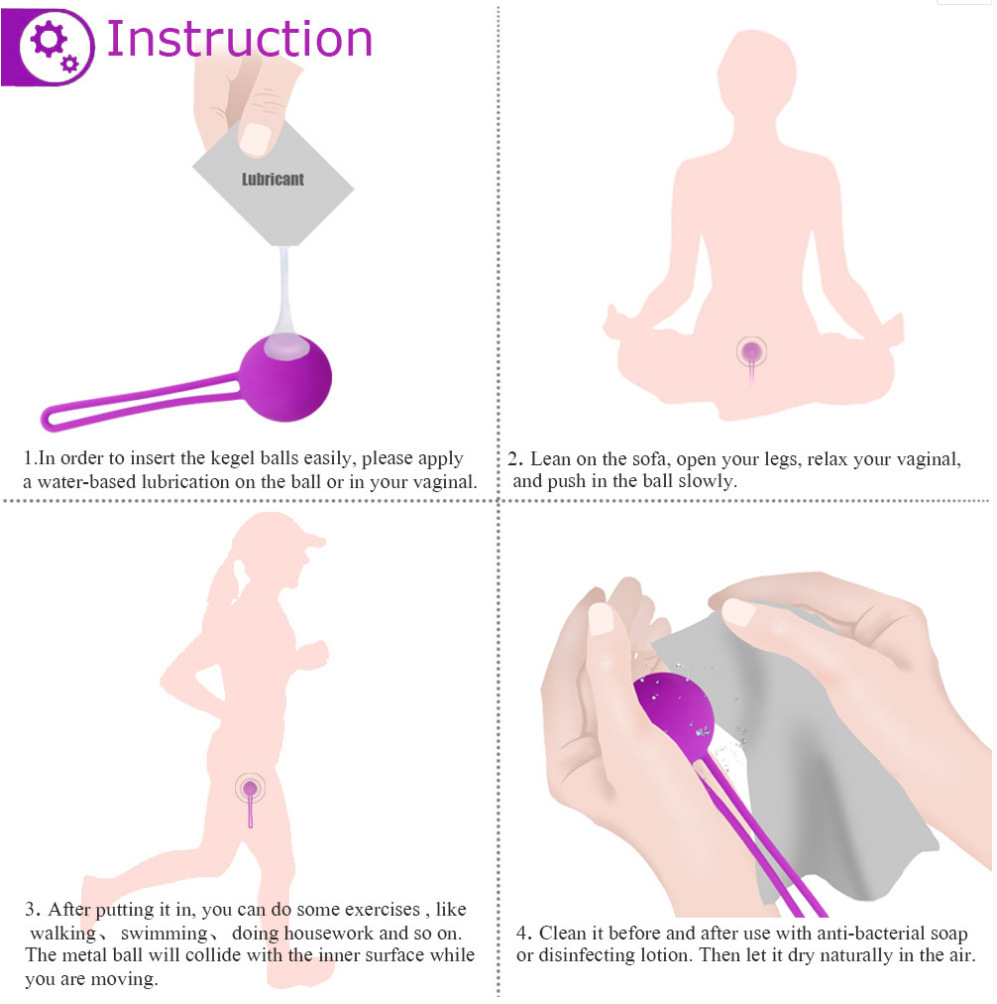Vaginal Dumbbell Kegel Trainer 3-Piece Set, Silicone Vibrating Pelvic Floor Balls, Pink — detail image 8