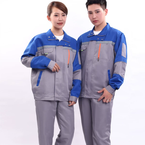 Polyester fifth generation sapphire blue and gray suit