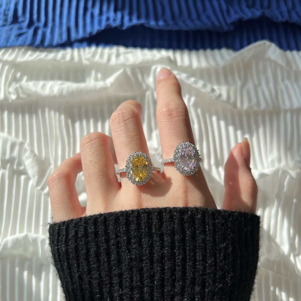 Fashion Oval Sterling Silver Plating Inlay Zircon Rings 1 Piece