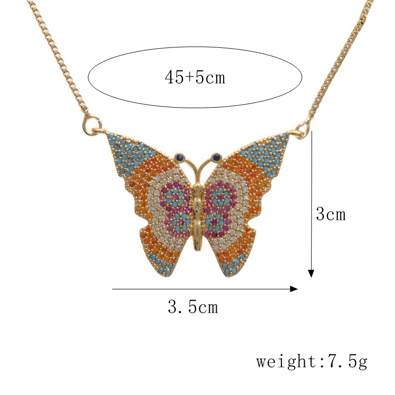 Fashion Butterfly Copper Necklace Inlay Zircon Copper Necklaces