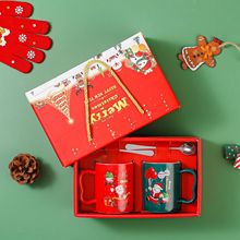 跨境圣诞陶瓷对杯礼盒装卡通马克杯可爱杯子伴手礼圣诞节情侣对杯