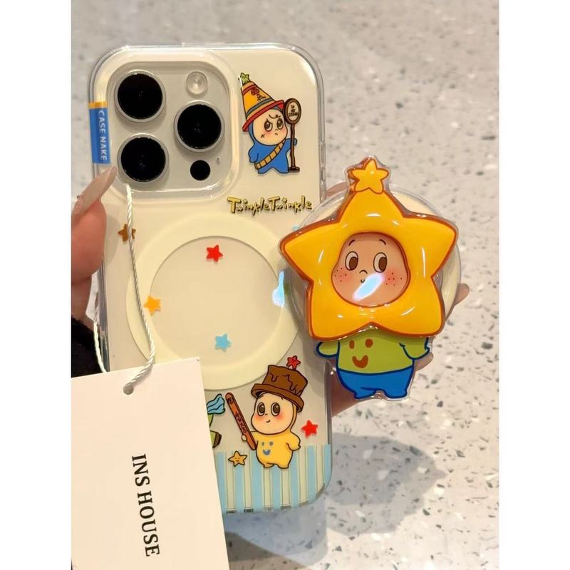 卡通软萌闹钟星星头套小男孩适用iphone16promax苹果15pro手机壳|undefined