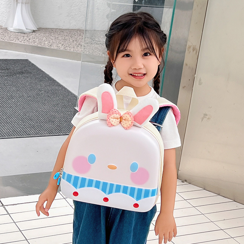 Nueva mochila para niños mochila para jardín de infantes pequeña banda caricatura lindo conejo para salir mochila de cáscara dura ligera