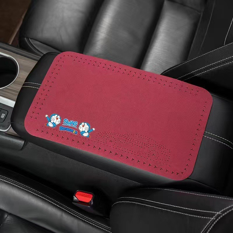 Armrest box pad: Universal Center Console Elbow - doraemon-wine-red-1-piece