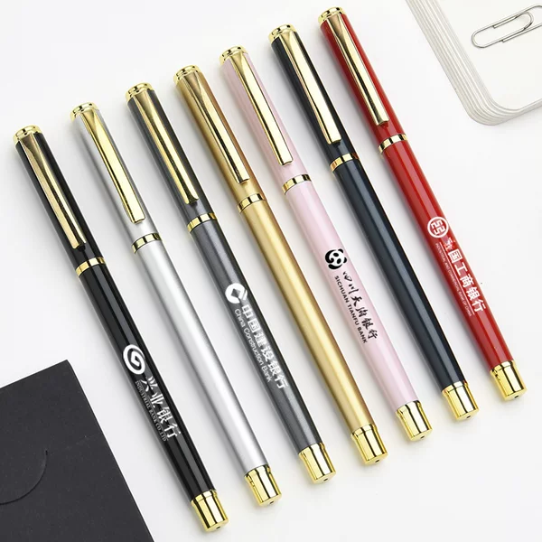 High-End Business Office Creative Stationery Signature Pen Black Carbon Custom Logo Advertising Metal Gel Pen Wholesale
