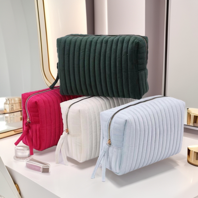 Quilted cosmetic bag exquisite velvet flannel filling high-end cosmetic storage bag manufacturers in stock