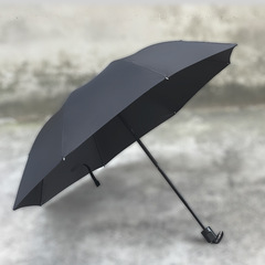 大型号八骨ビジネス傘晴雨両用手動三折り畳み日除け傘純色印ロゴ広告傘