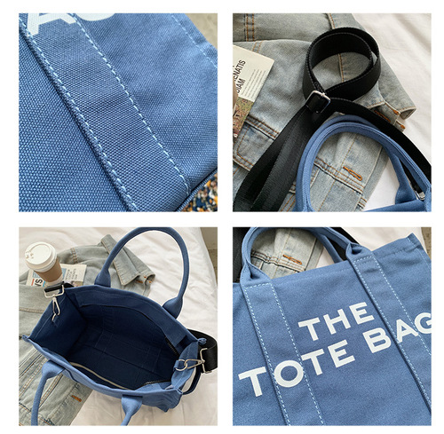 Women's bag new Korean style simple fashion crossbody bag literary letter printed tote bag canvas shoulder bag for women