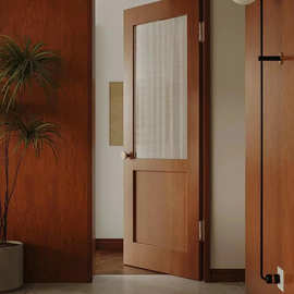 中古风洞洞木门玻璃门卫生间厨房门卧室门套装门实木门平开门实木
