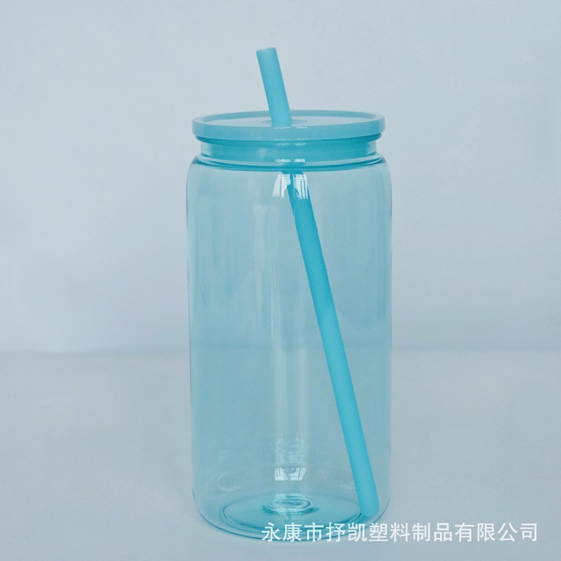 国境を越えて人気の高い大容量PC素材16オンスプラスチックストローカップ、単層半透明カラーメイソンジャー、ロゴ入り|undefined