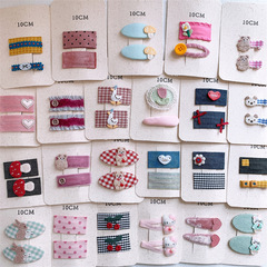新しい子供のかわいい漫画の動物のヘアピンの甘い女の子の格子縞の刺繍の花のヘアピンの前髪の砕毛bbクリップ
