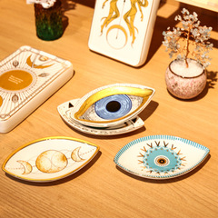 Shiyilian cross-border creative oval tray ceramic home entrance decorative ornaments devil's eye jewelry storage tray
