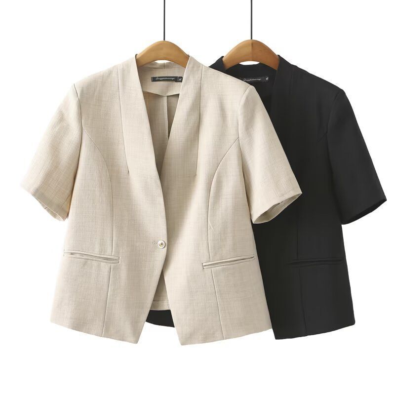 Plus-Size Women's Clothing for Fat Girls, New Summer Style Short-Sleeved One-Button Blazer 100kg Casual Suit Jacket