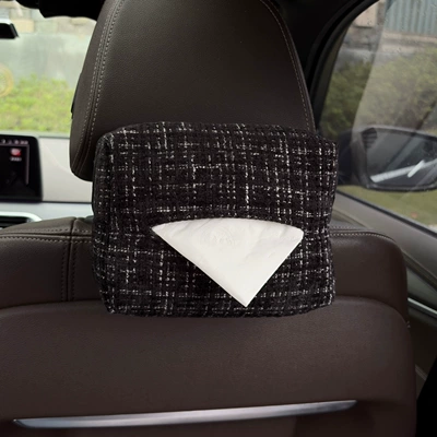 hanging bag, Car tissue box/set - new-chanel-style-tissue-box-black