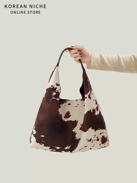South Korea's Dongdaemun New Cow Pattern Armpit Bag Women's Niche High-End Fashion Trend Versatile Satchel Shoulder Bag