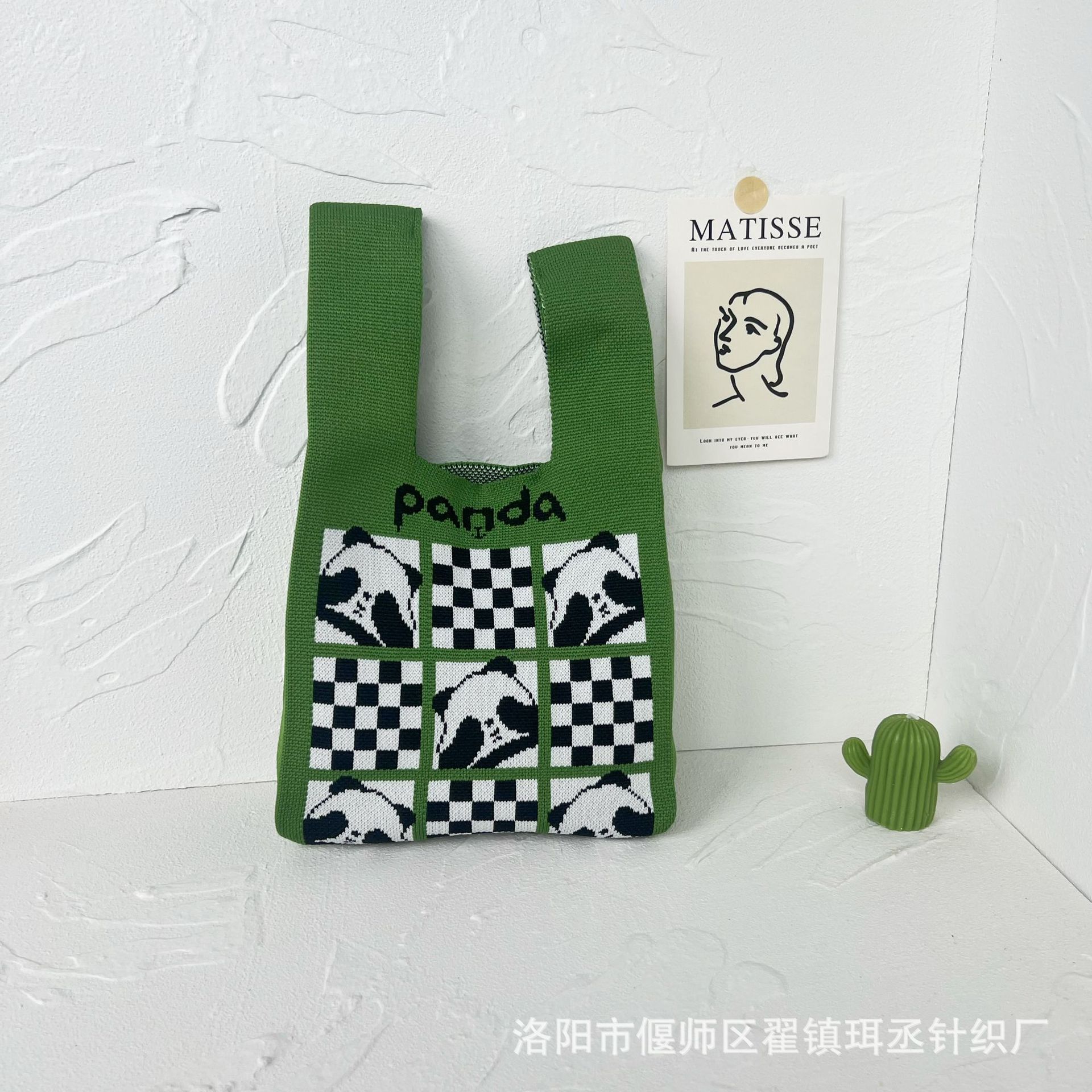 Bolso de punto transfronterizo bolso de punto para mujer bolso de muñeca de todo fósforo bolso Tote bolso tejido de poliéster bolso panda