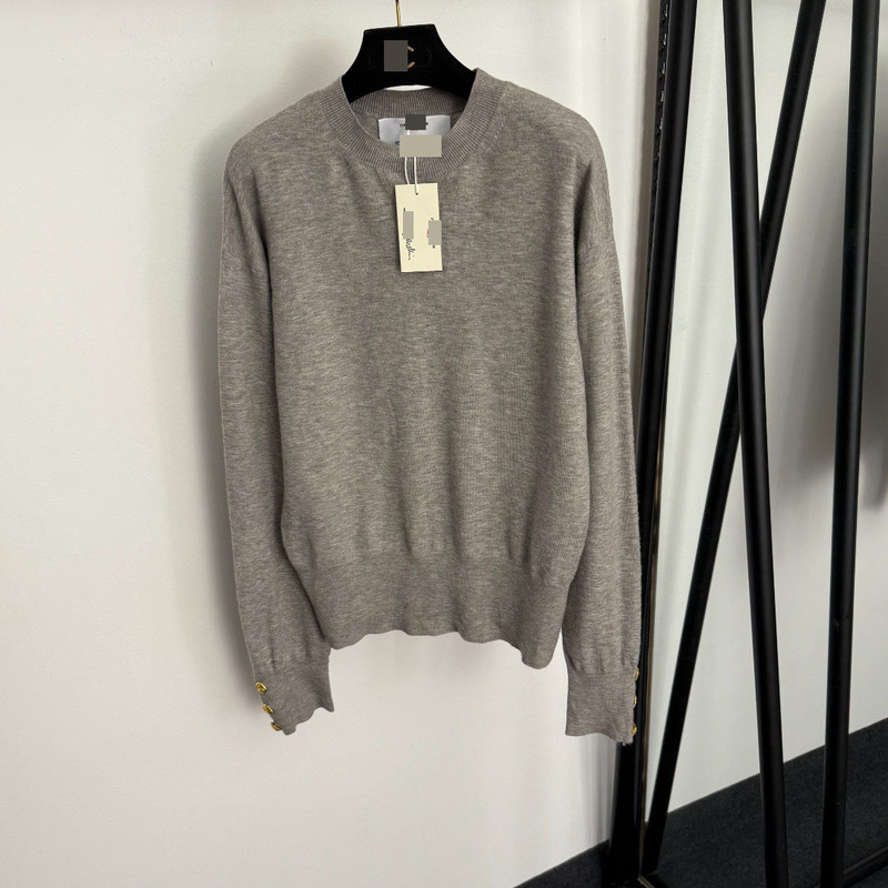 Shenzhen Nanyou High-End Foreign Trade Slim-Fit Dopamine Hot-Selling Women's Metal Keyhole Pullover Long-Sleeve Knit Sweater