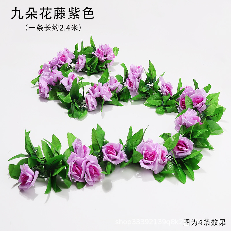 Boda flor artificial Rosa ratán flor artificial cama cabeza flor pared colgante hogar Decoración de la boda vid al por mayor