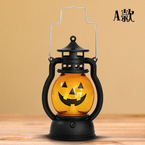 Cross-border new Halloween oil lantern portable pumpkin lantern skull decoration pony lantern bar party atmosphere props