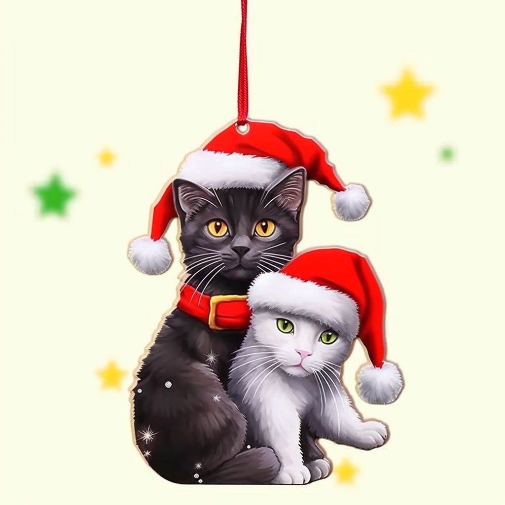 Navidad transfronteriza acrílico plano colgante creativo adorable gatos colgantes decoraciones de automóviles colgantes de árbol de Navidad