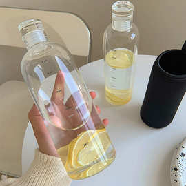 夏季冷泡茶玻璃水瓶时间刻度高硼硅耐玻璃冷冻水杯大容量便携杯子